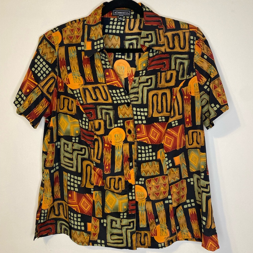 Patterned Elementz Short-Sleeve Blouse